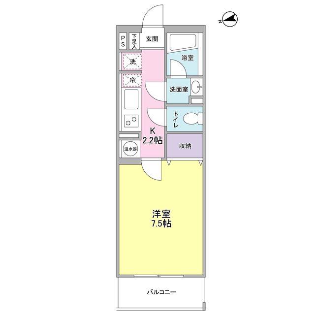 ベルク城山壱番館(1K/4階)の間取り写真