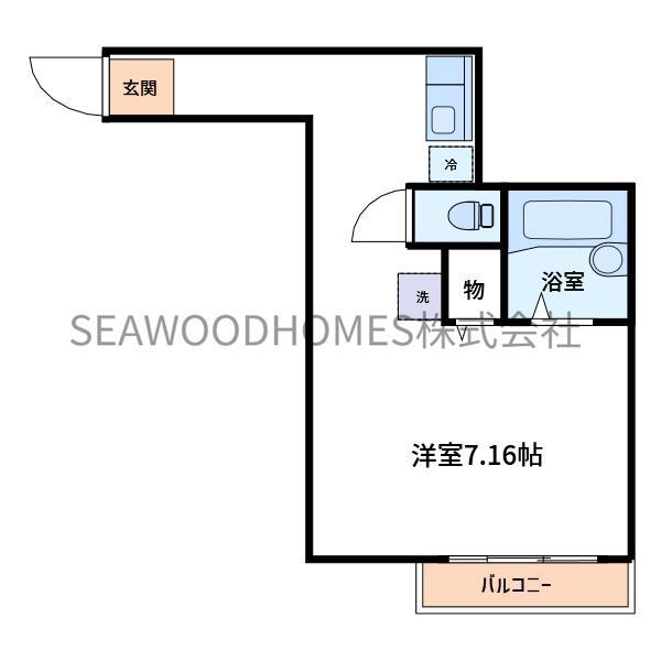 サンパレス大川II(ワンルーム/1階)の間取り写真