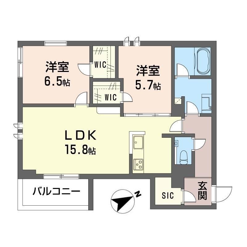 ビワール関前(2LDK/2階)の間取り写真