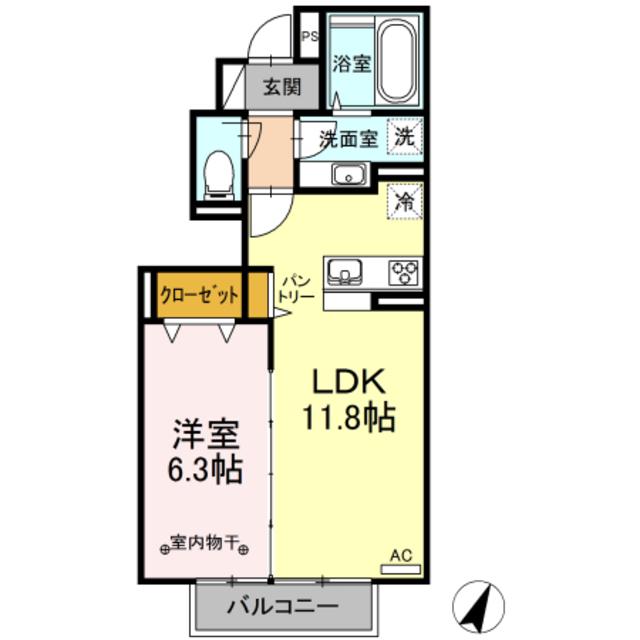 ヴィオラ金森(1LDK/1階)の間取り写真