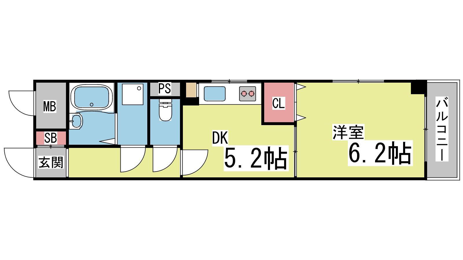パレス灘(1DK/3階)の間取り写真