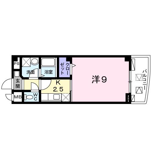 インプレスコート酒蔵通(1K/2階)の間取り写真