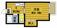 サニーハイツ丸山(1K/2階)の間取り写真