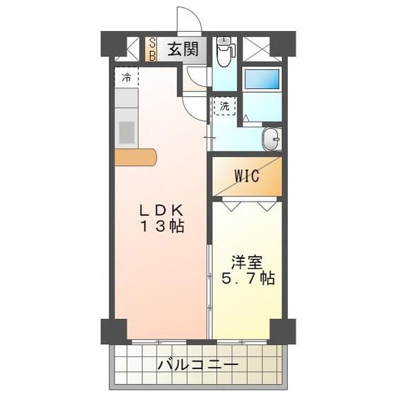 WILL DO四日市鵜の森(1LDK/7階)の間取り写真