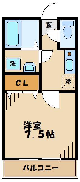 ヘキサグラム南大沢(1K/3階)の間取り写真
