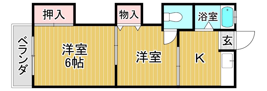 コーポ大川(2K/2階)の間取り写真