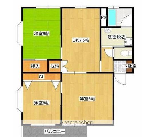 メゾン曽師(3DK/2階)の間取り写真