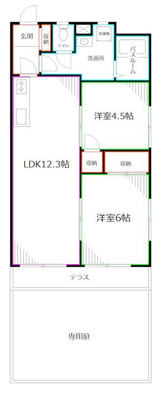 MMT若宮(2LDK/1階)の間取り写真