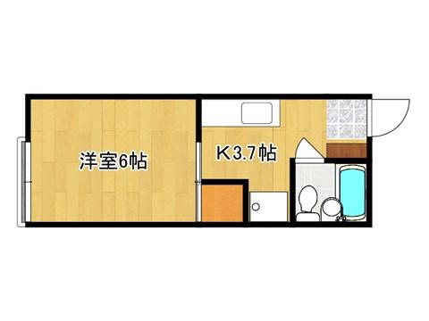 大草ハイツ(1K/1階)の間取り写真