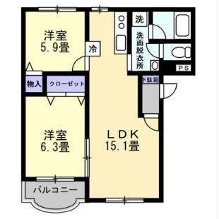 ストークヒルズ(2LDK/3階)の間取り写真