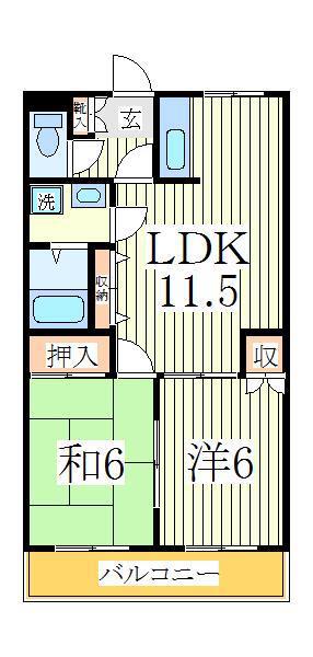 サンフィット渋谷(2LDK/2階)の間取り写真