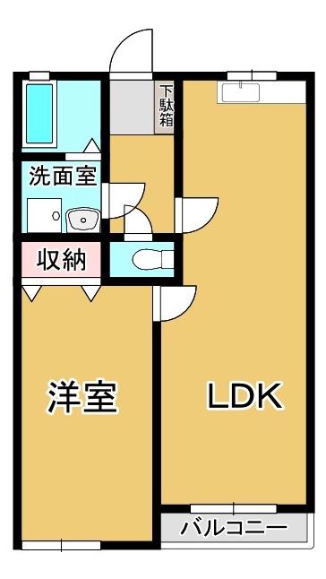 サンライズ上津I(1LDK/1階)の間取り写真