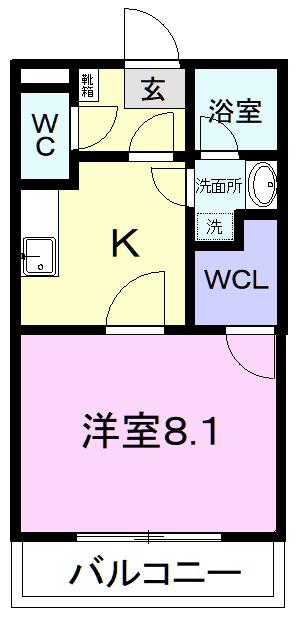 サニーハイツ三園II(1K/4階)の間取り写真