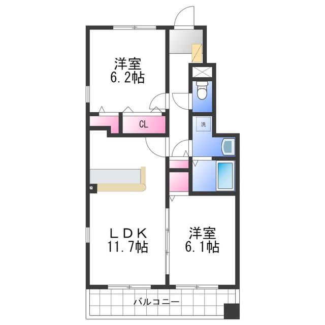 ネオビヤンI(2LDK/1階)の間取り写真