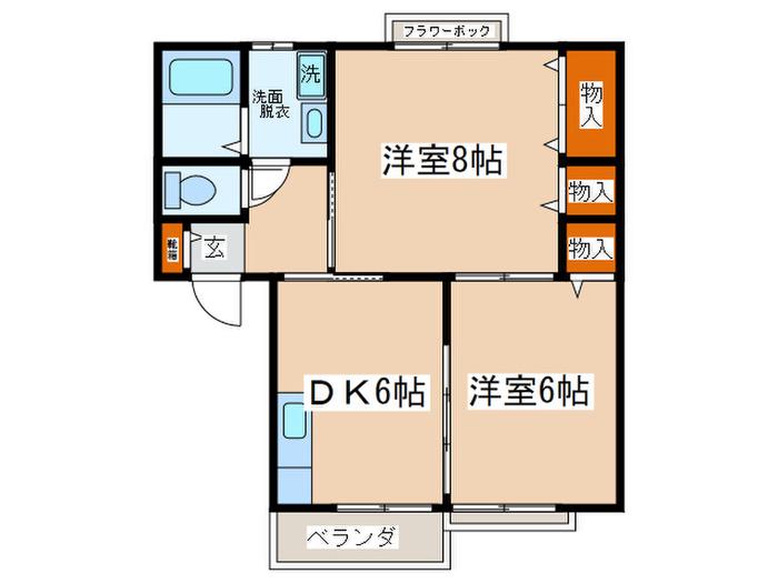 MINOWAハイツ(2DK/1階)の間取り写真
