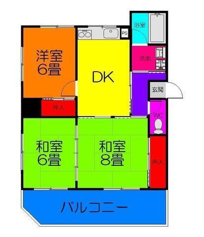 エスポワール小野(3DK/2階)の間取り写真