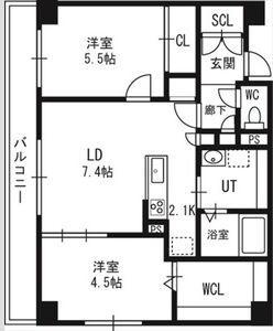 アルファスクエア中島公園(2LDK/3階)の間取り写真