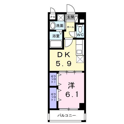 ザイオン(1DK/3階)の間取り写真
