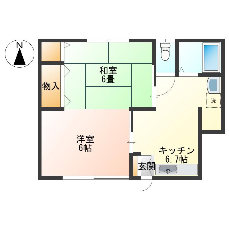 サンエイハイツ(2DK/1階)の間取り写真