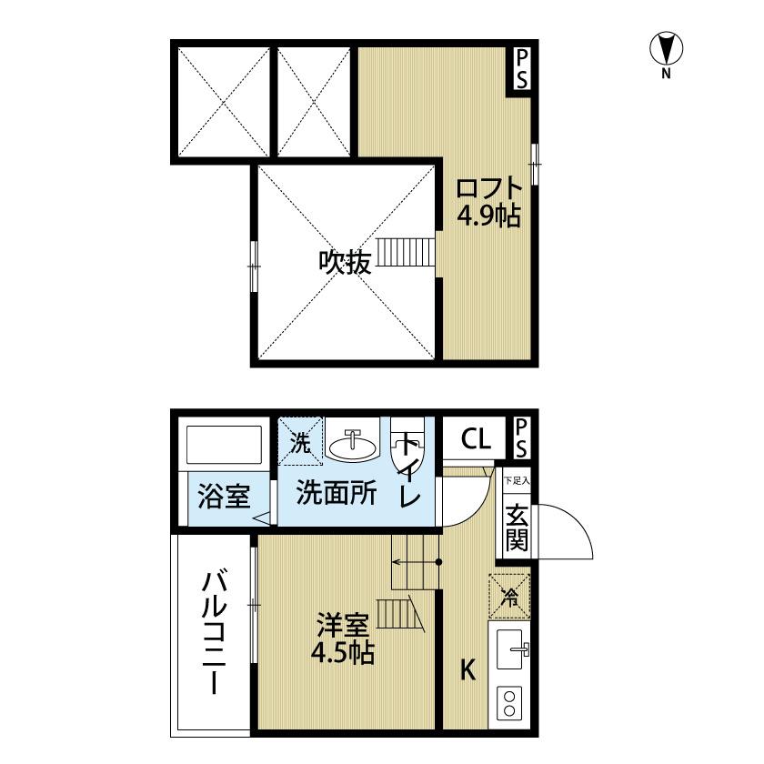 LALUCE烏森(1K/1階)の間取り写真