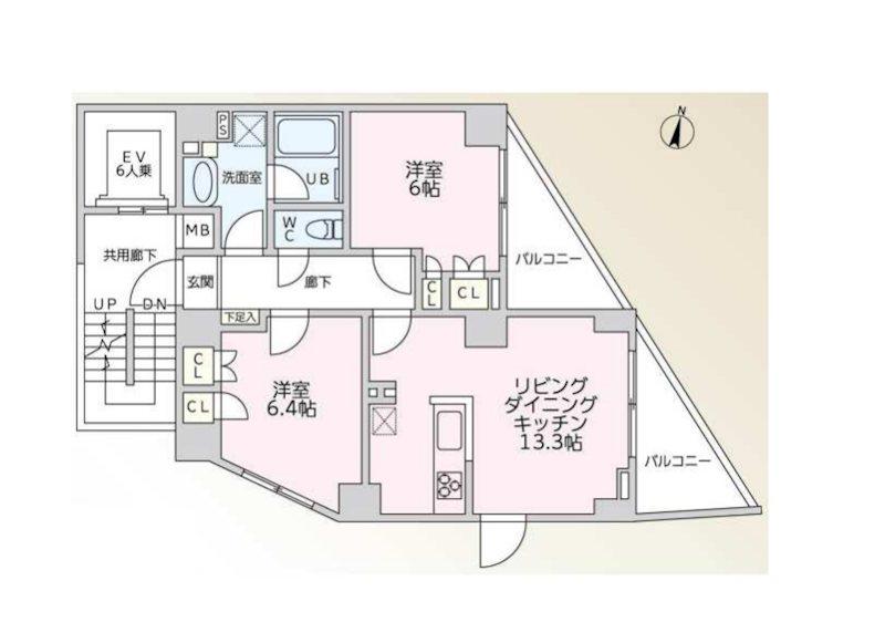 プロスパ―レジデンス(2LDK/4階)の間取り写真