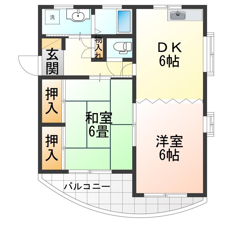 シャルム小白川 C棟(2DK/1階)の間取り写真