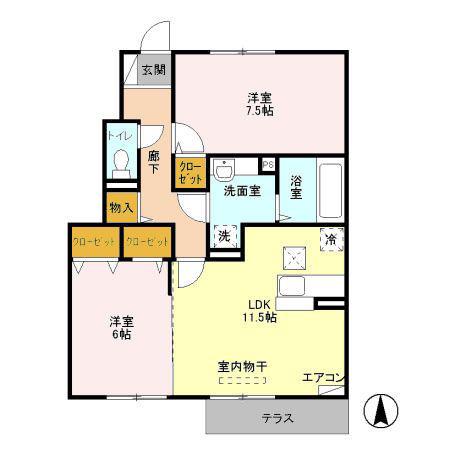 キャメロットI(2LDK/1階)の間取り写真