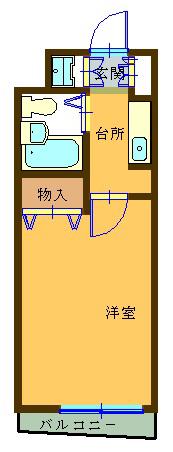 A&YエルミタージュC棟(1K/2階)の間取り写真