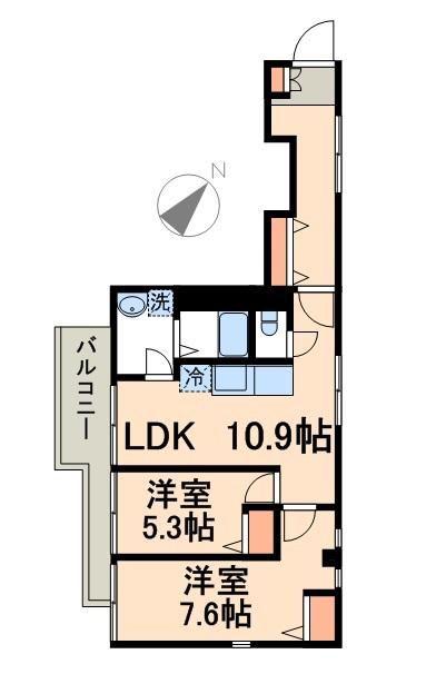 東小岩レジデンス(2LDK/2階)の間取り写真