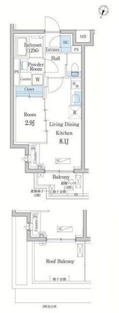デュオフラッツ大宮(1LDK/4階)の間取り写真