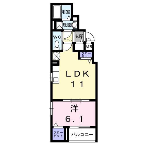 パーチェ エテルノII(1LDK/2階)の間取り写真
