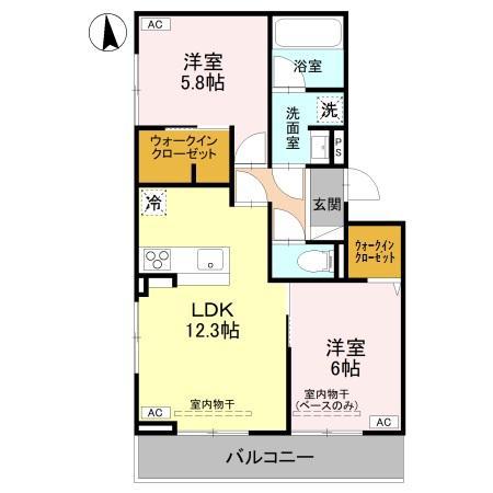 レイール(2LDK/3階)の間取り写真
