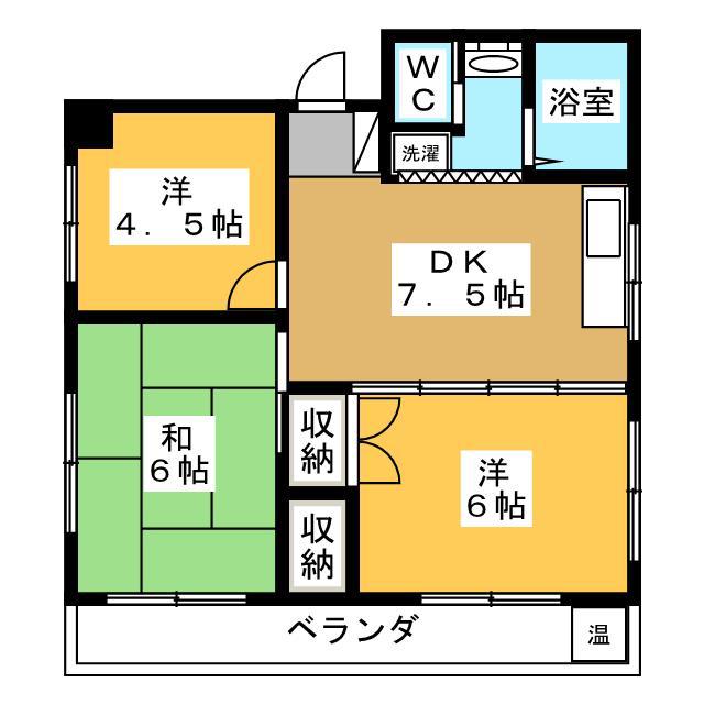 ファミーユタシロ(3DK/3階)の間取り写真