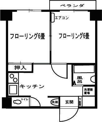 グレースヒルズ(2DK/2階)の間取り写真
