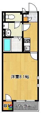 クレイノ三井泉II(1K/2階)の間取り写真
