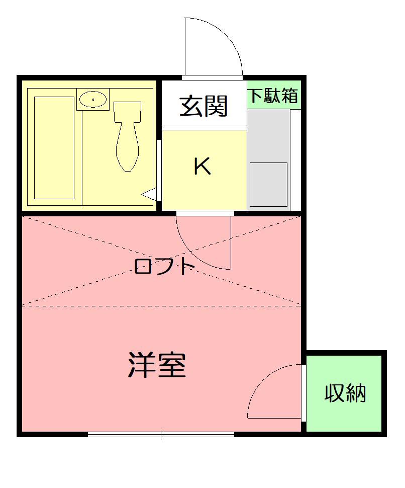 レジデンス平塚(1K/1階)の間取り写真