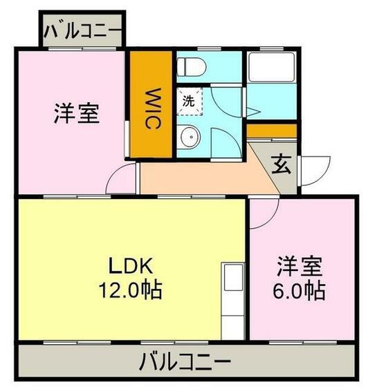 サザンウインド北園(2LDK/3階)の間取り写真