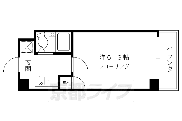ジュネス東山(1K/3階)の間取り写真