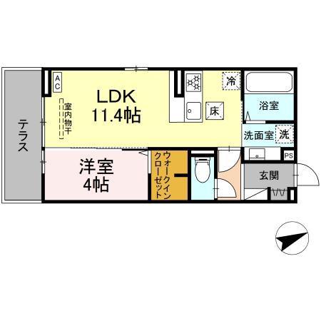 ノイハイマート屋形(1LDK/1階)の間取り写真