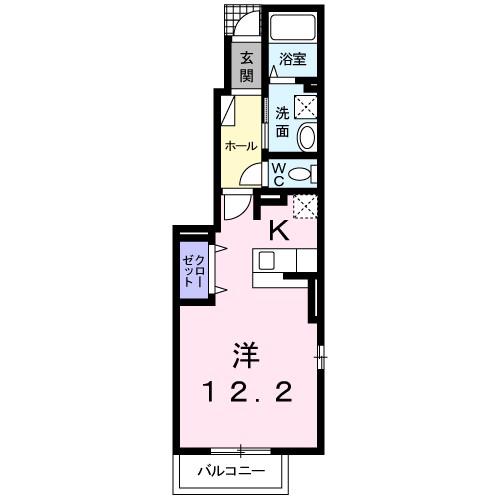 ニューエクレールA(1K/1階)の間取り写真
