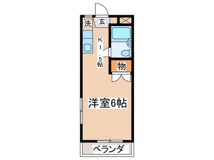 ゴールドファイブ成城(1K/2階)の間取り写真