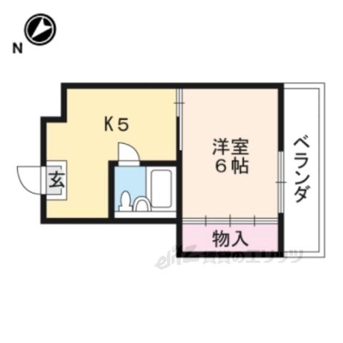 オクダビル(1DK/3階)の間取り写真