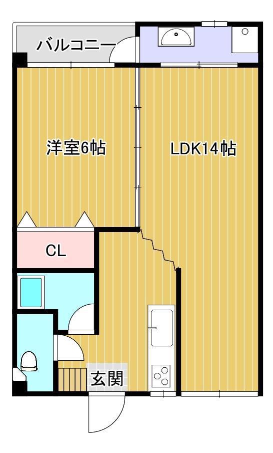 福元ビル(1LDK/3階)の間取り写真