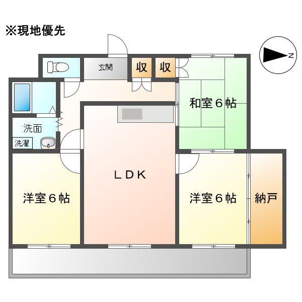 ネオ岩崎台(3LDK/4階)の間取り写真