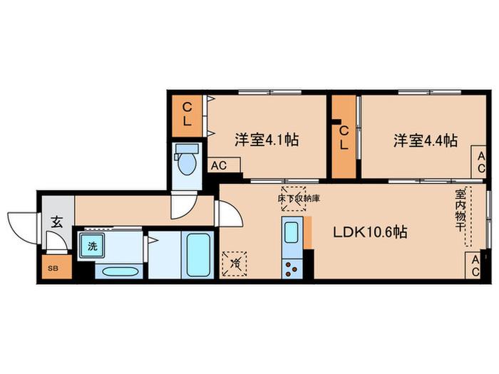 グラナーデ祖師谷(2LDK/1階)の間取り写真