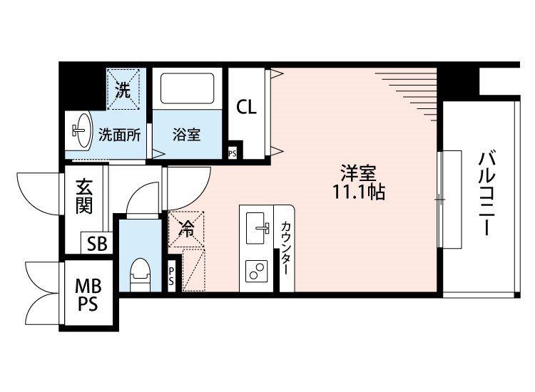 CHELSEA MANOR新屋敷(ワンルーム/2階)の間取り写真