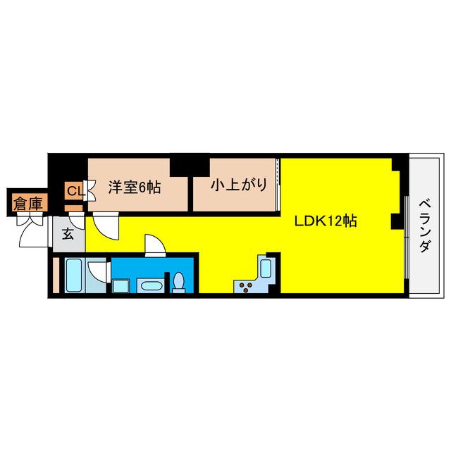 ジーニス大阪ウエスト棟(1LDK/22階)の間取り写真