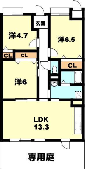 ガーデンパーク(3LDK/1階)の間取り写真
