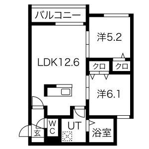 NFP千歳(2LDK/2階)の間取り写真