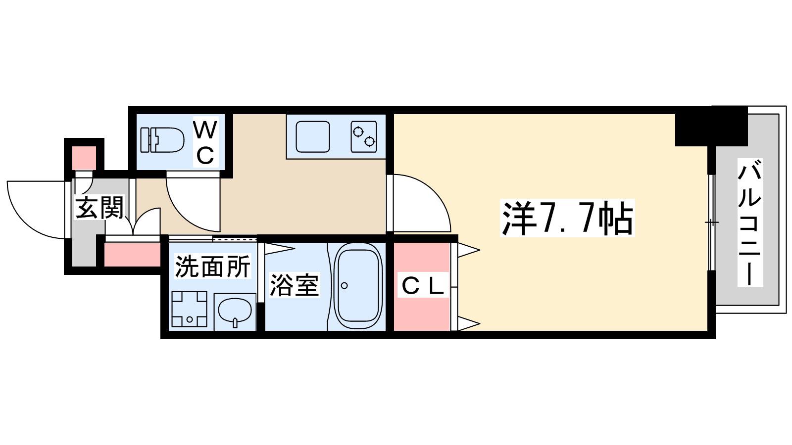ラドゥセール梅田イースト(1K/14階)の間取り写真